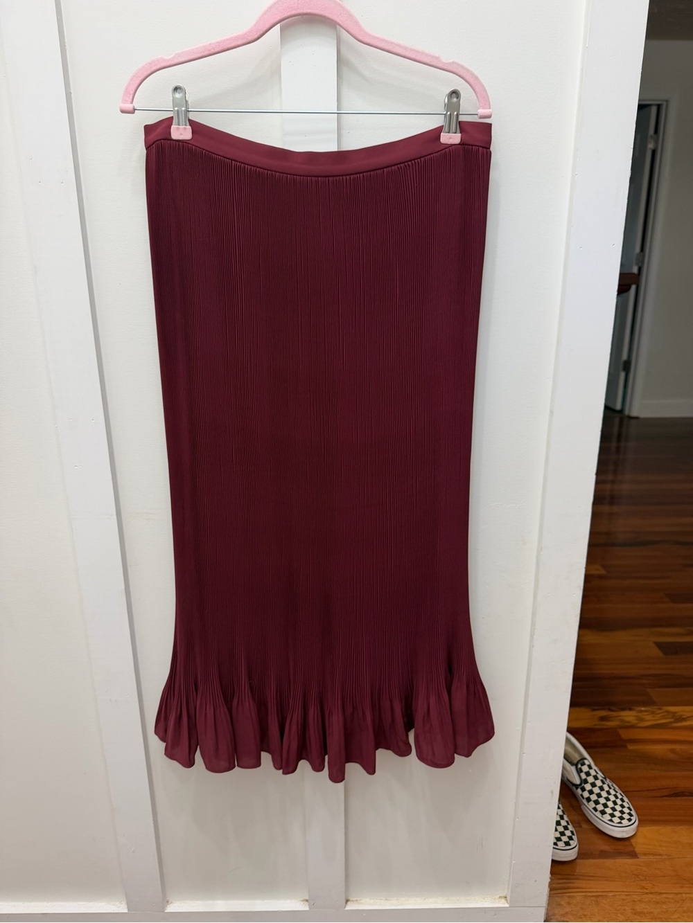 J crew pleated midi skirt Burgundy size 12 NWT